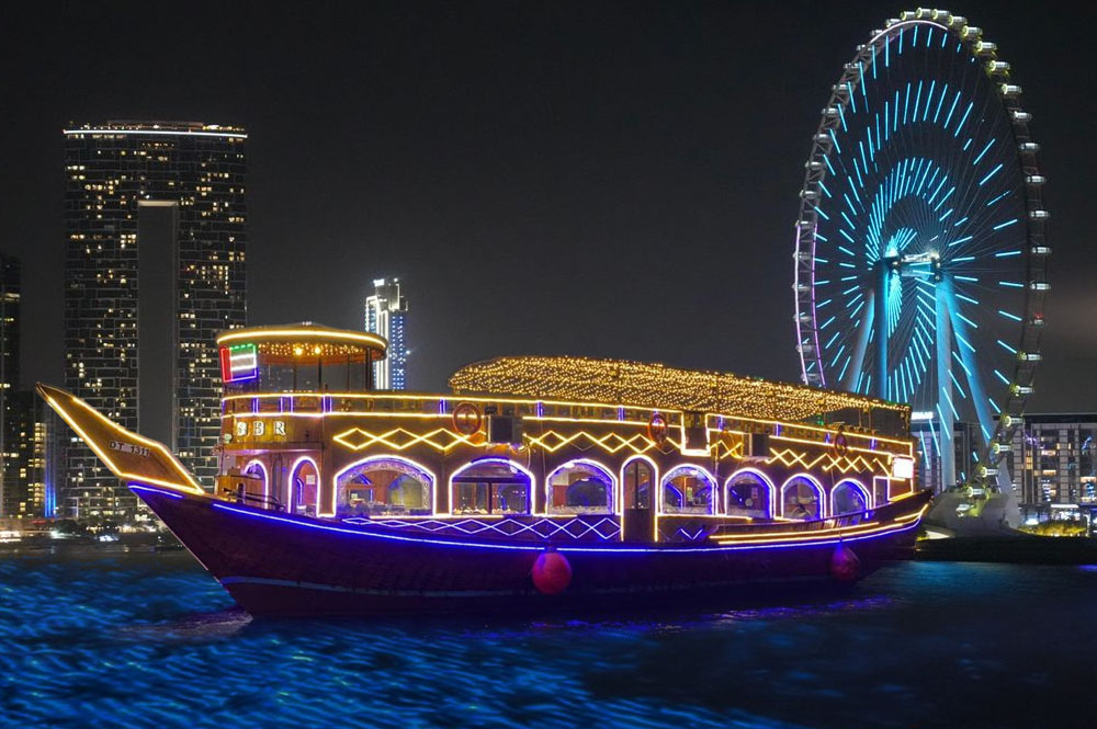 DAY 01 : ARRIVAL DUBAI + IN THE EVENIG DHOW CRUISE AT MARINA DUBAI (L,D)